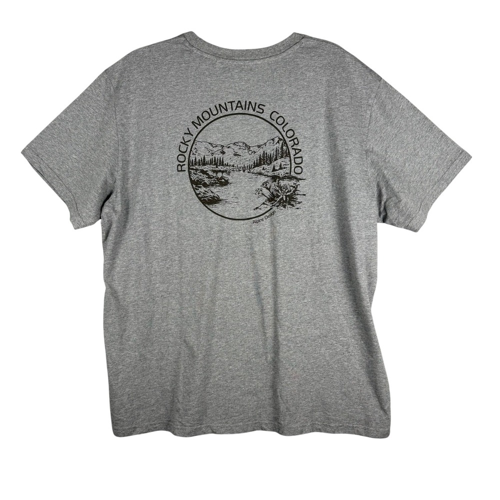 Alpine Design Mens XL T-Shirt Gray Rocky Mountains Colorado Hiking Gorpcore New